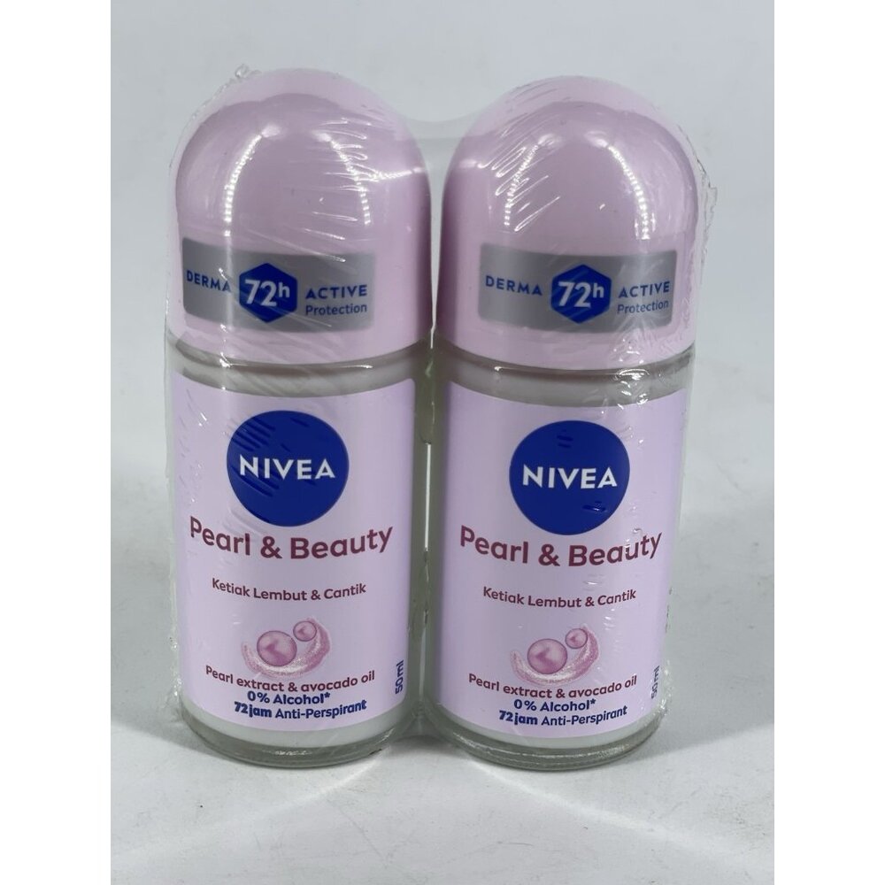 2 Nivea Pearl & Beauty Deodorant Armpit Roll On 72h Anti Perspirant 50ml Ketiak